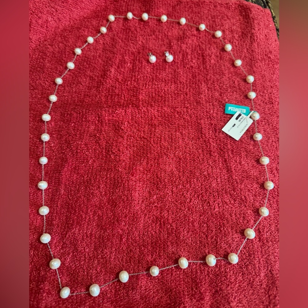 Effy Pearl Necklace  With Earrings
